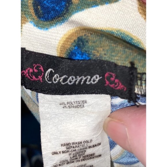 Cocomo Women's Top XL Beaded Front Yoke Sleeveless Pullover Stretch Tank Print - Picture 4 of 10